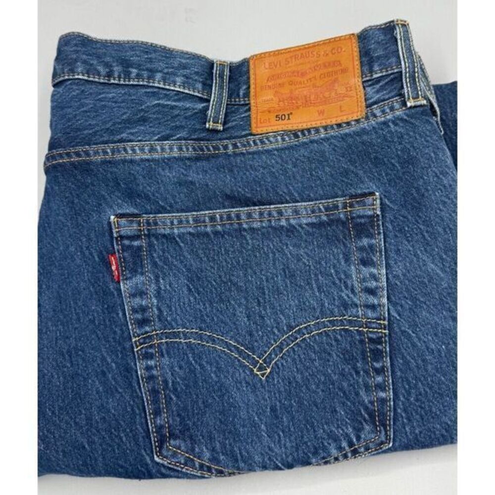 Levis Premium 501 Original Fit Mens Jeans Blue Denim Button Fly W44 L32